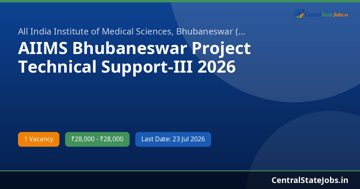 AIIMS Bhubaneswar Project Technical Support-III 2026