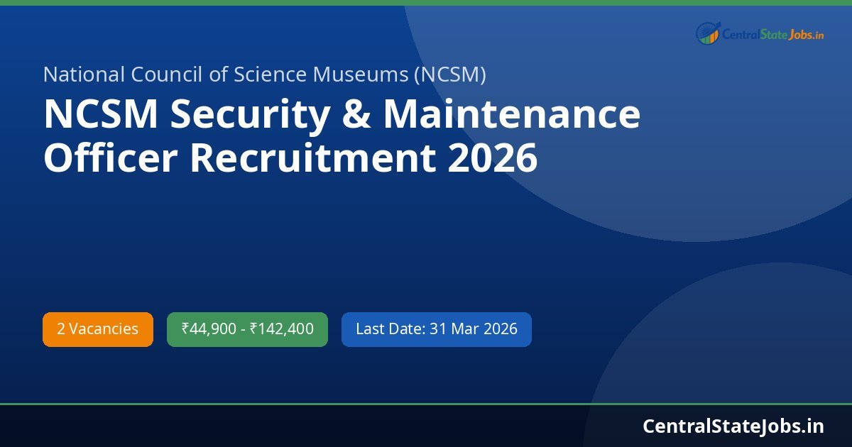 NCSM Security & Maintenance Officer Recruitment 2026