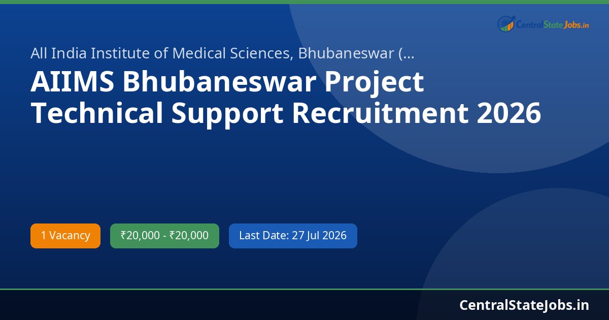 AIIMS Bhubaneswar Project Technical Support Recruitment 2026