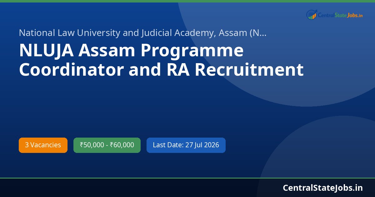 NLUJA Assam Programme Coordinator and RA Recruitment 2026