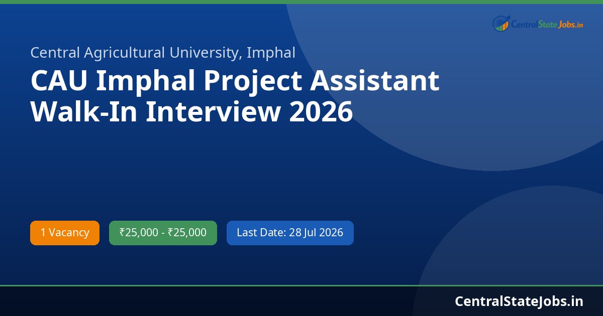 CAU Imphal Project Assistant Walk-In Interview 2026