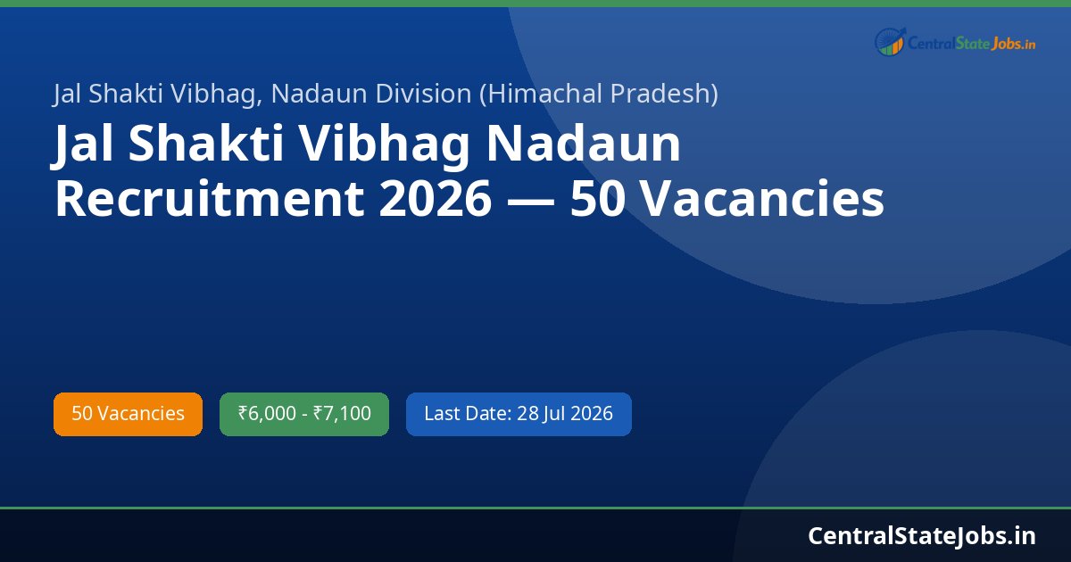 Jal Shakti Vibhag Nadaun Recruitment 2026 — 50 Vacancies