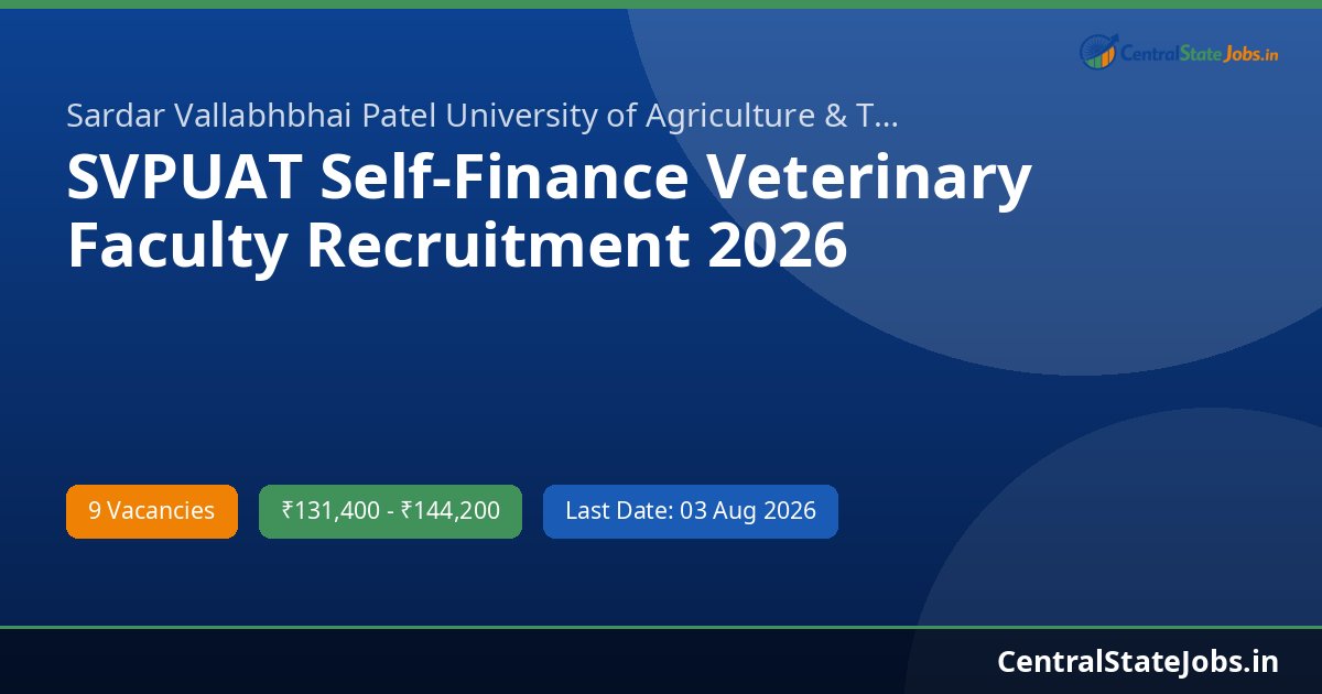 SVPUAT Self-Finance Veterinary Faculty Recruitment 2026