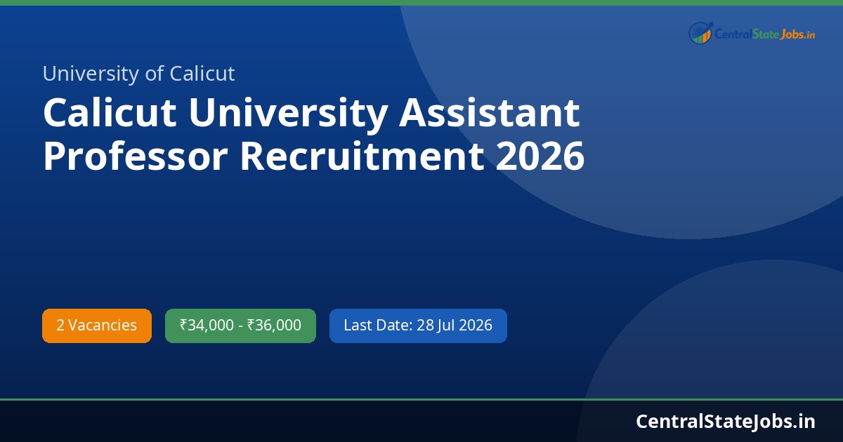 Calicut University Assistant Professor Recruitment 2026