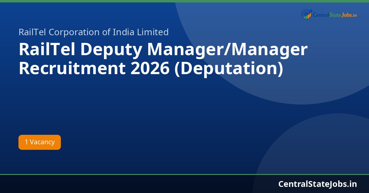 RailTel Deputy Manager/Manager Recruitment 2026 (Deputation)