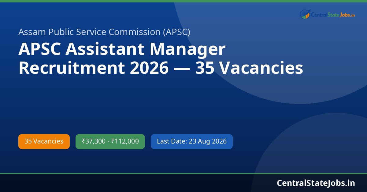 APSC Assistant Manager Recruitment 2026 — 35 Vacancies
