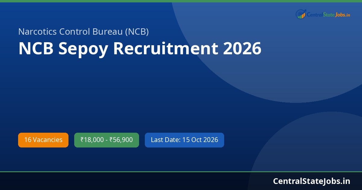 NCB Sepoy Recruitment 2026