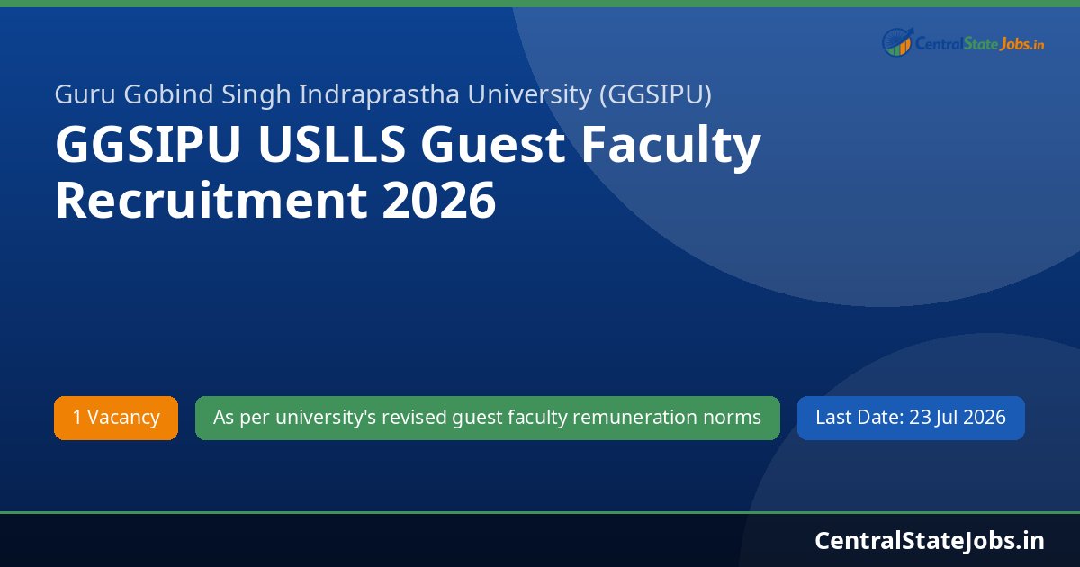 GGSIPU USLLS Guest Faculty Recruitment 2026