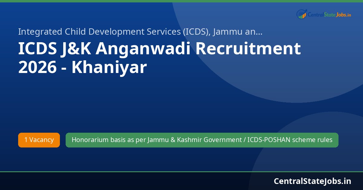 ICDS J&K Anganwadi Recruitment 2026 - Khaniyar