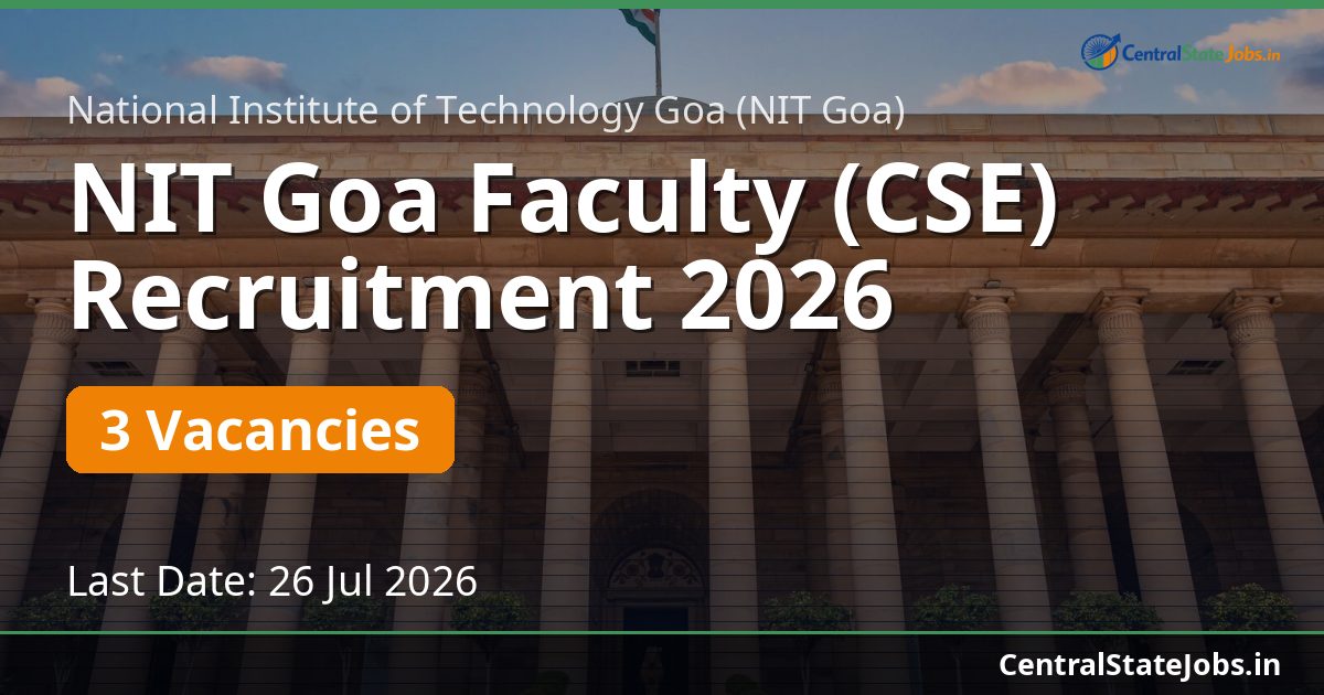 NIT Goa Faculty (CSE) Recruitment 2026