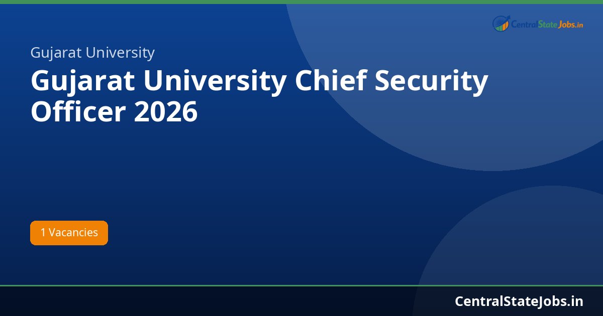 Gujarat University Chief Security Officer 2026