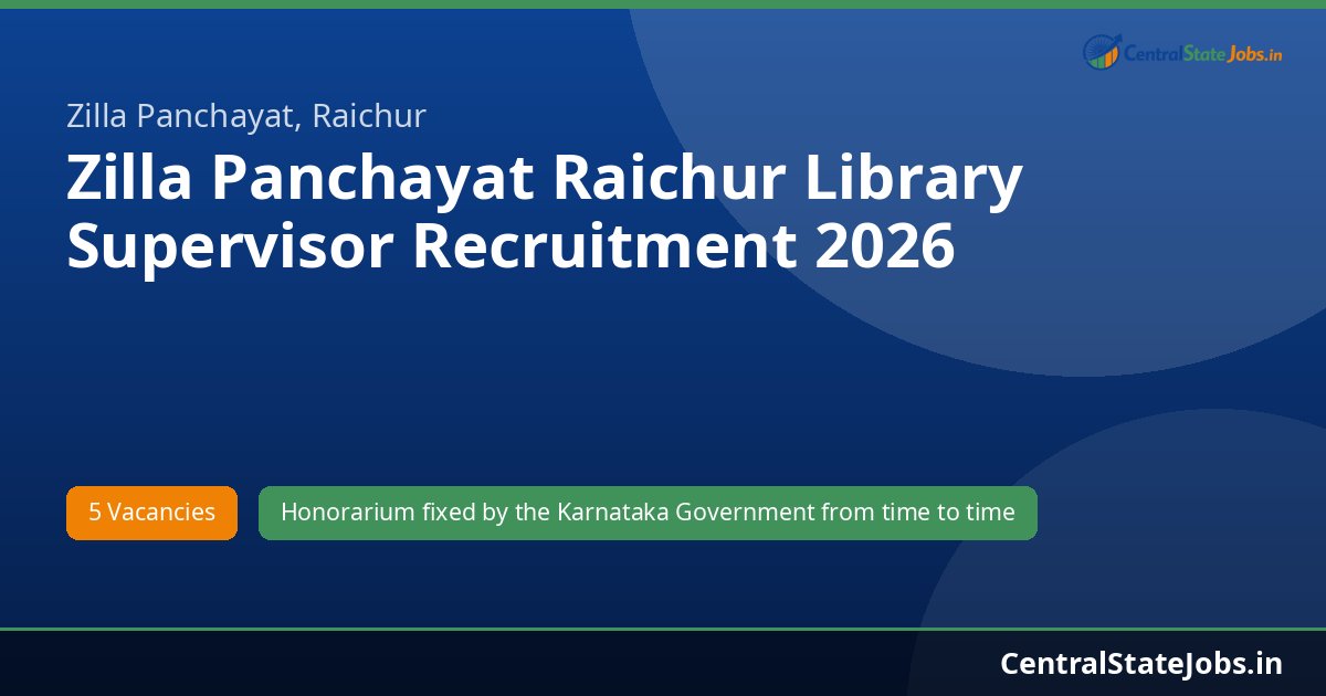 Zilla Panchayat Raichur Library Supervisor Recruitment 2026