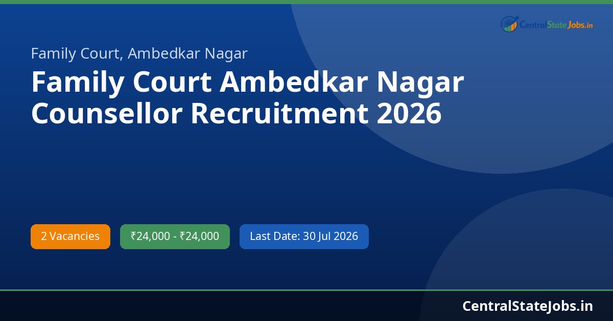 Family Court Ambedkar Nagar Counsellor Recruitment 2026