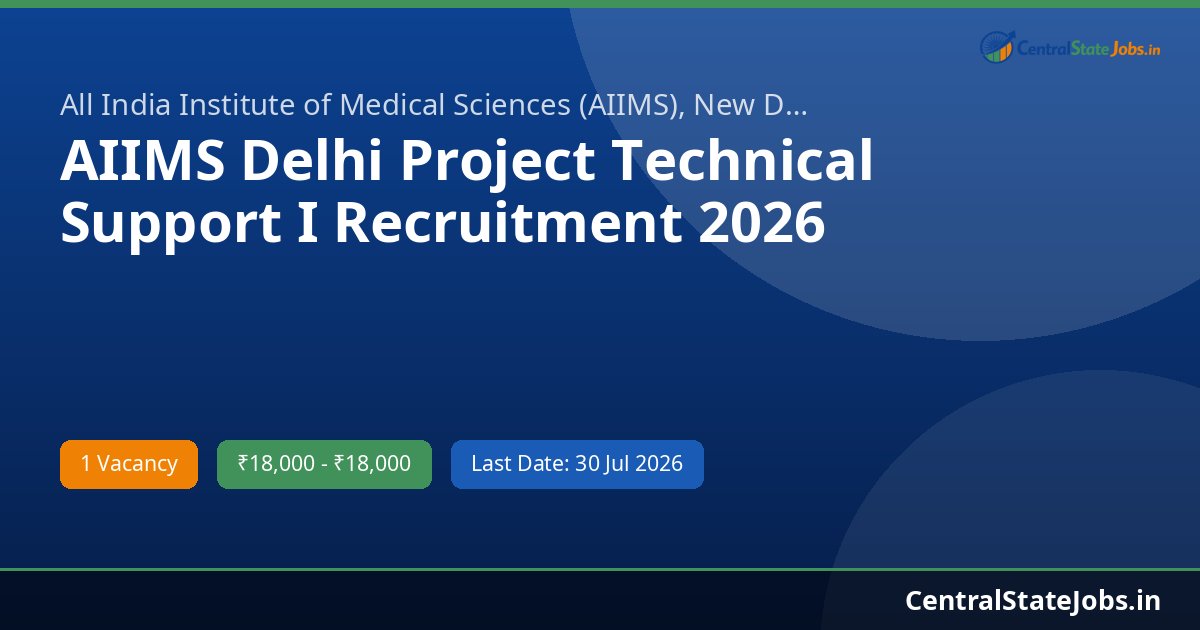 AIIMS Delhi Project Technical Support I Recruitment 2026