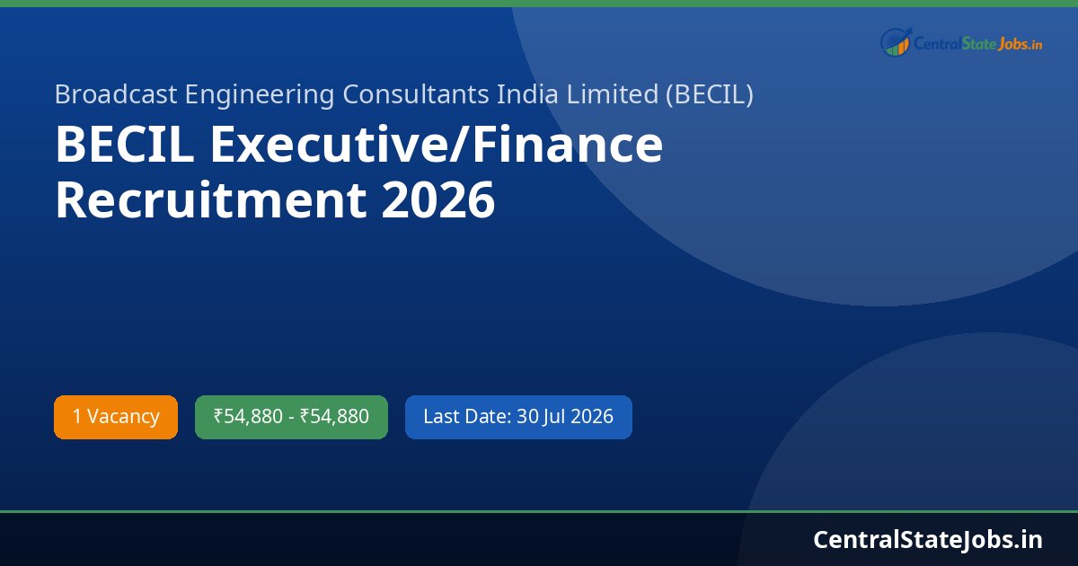 BECIL Executive/Finance Recruitment 2026