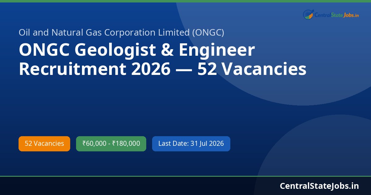 ONGC Geologist & Engineer Recruitment 2026 — 52 Vacancies