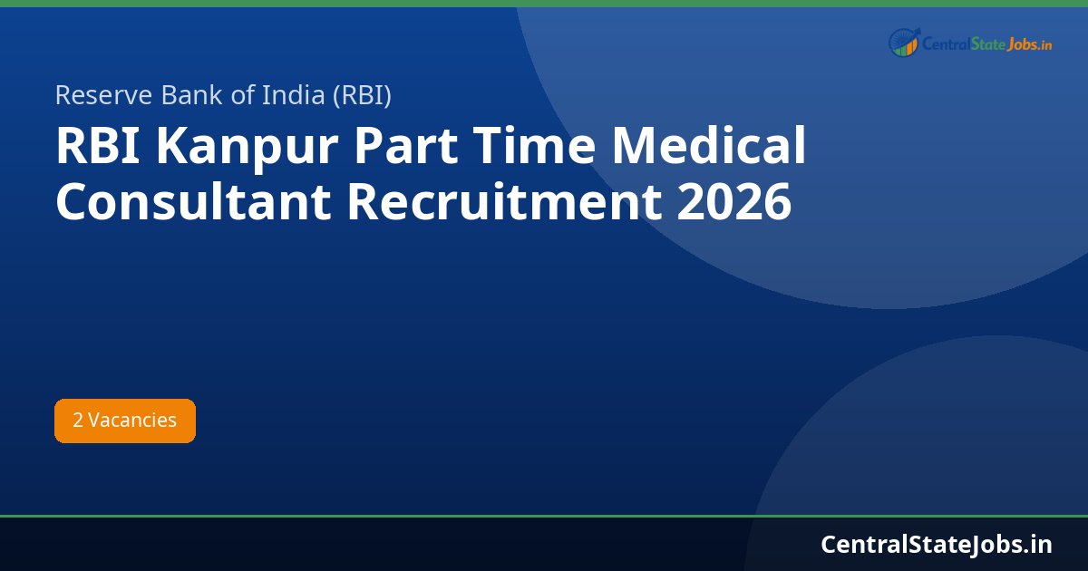 RBI Kanpur Part Time Medical Consultant Recruitment 2026