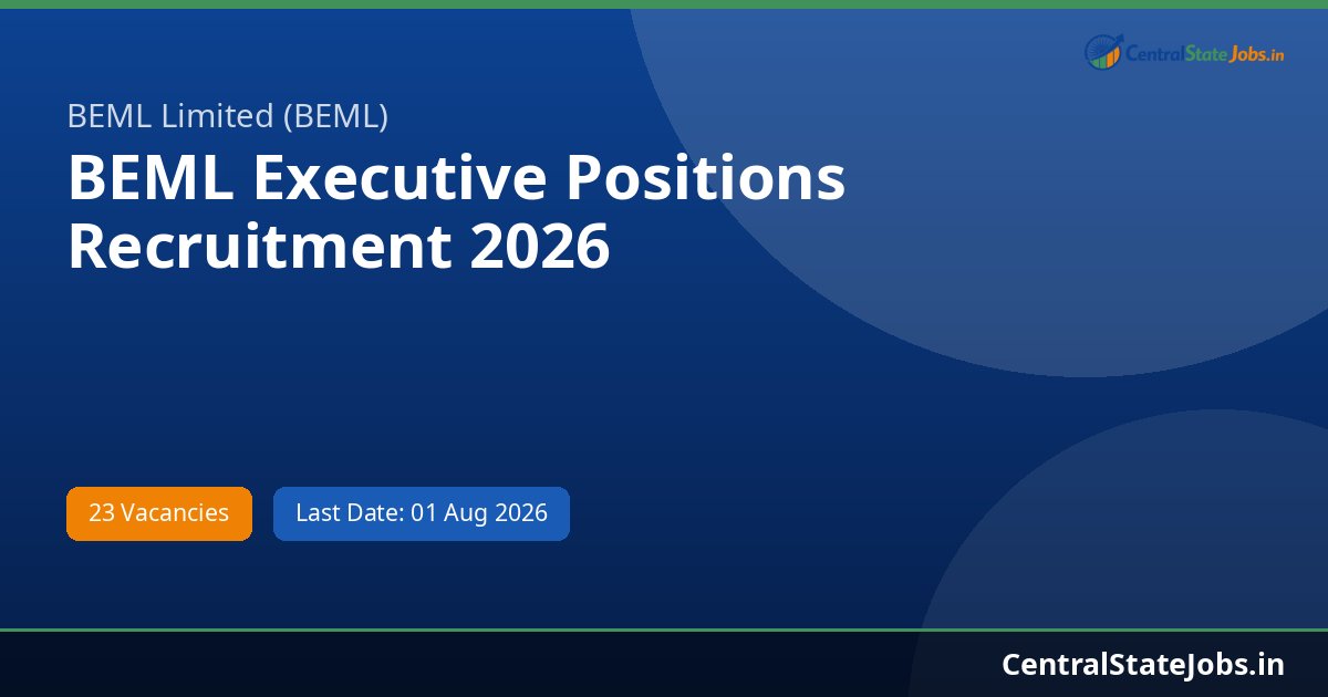 BEML Executive Positions Recruitment 2026