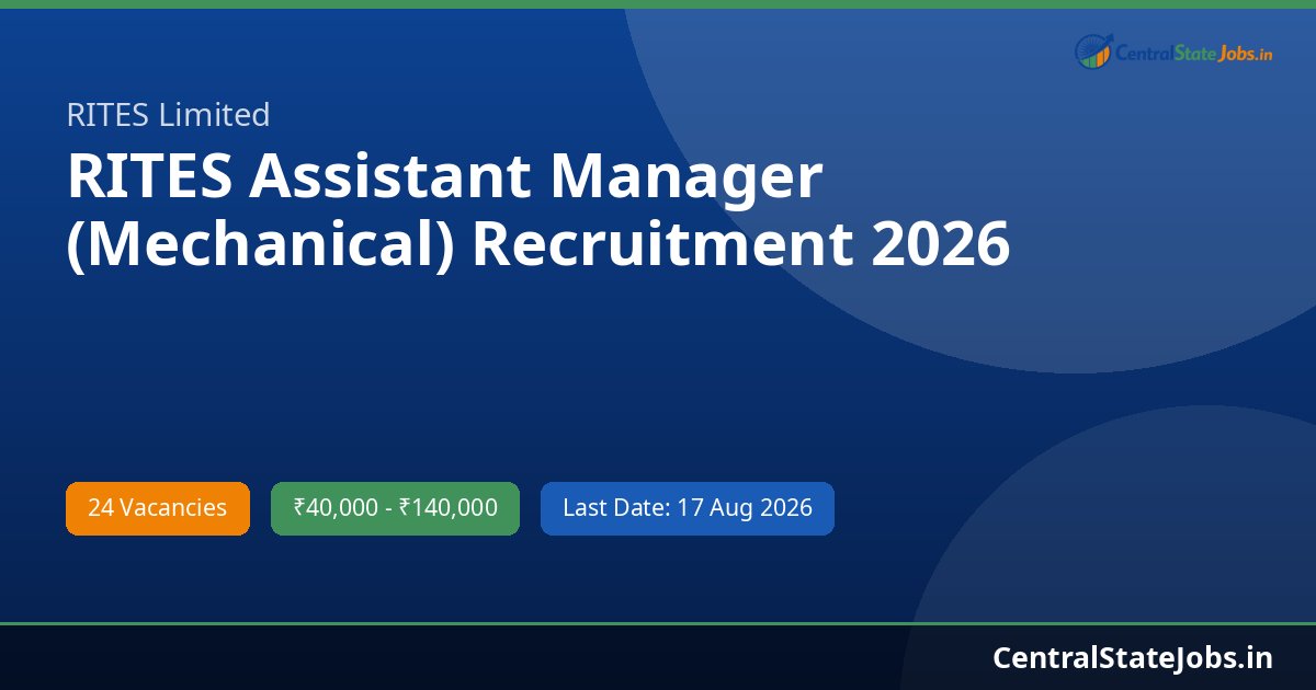 RITES Assistant Manager (Mechanical) Recruitment 2026