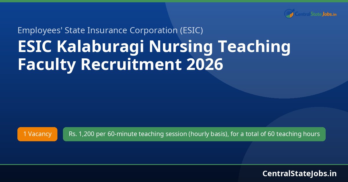 ESIC Kalaburagi Nursing Teaching Faculty Recruitment 2026