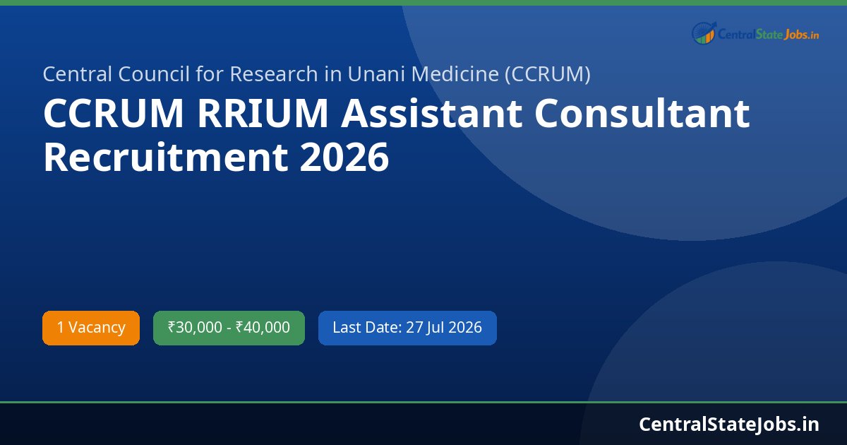 CCRUM RRIUM Assistant Consultant Recruitment 2026