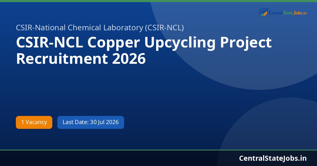 CSIR-NCL Copper Upcycling Project Recruitment 2026