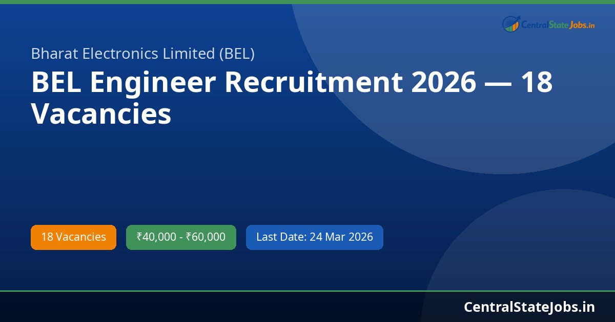 BEL Engineer Recruitment 2026 — 18 Vacancies