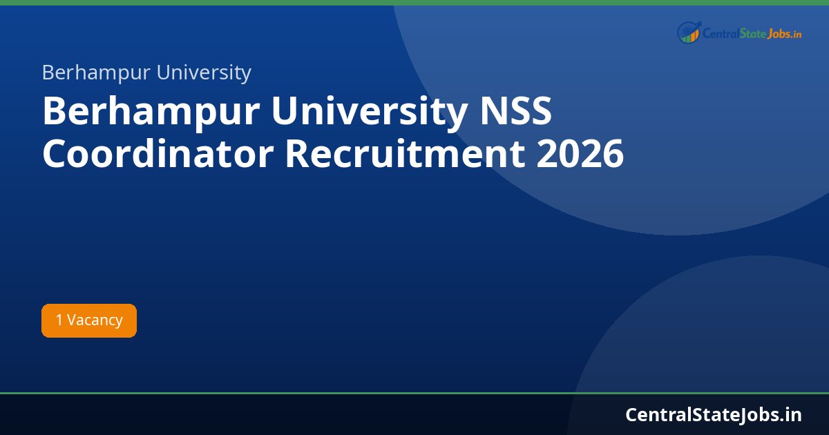 Berhampur University NSS Coordinator Recruitment 2026