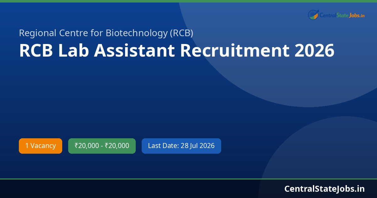 RCB Lab Assistant Recruitment 2026