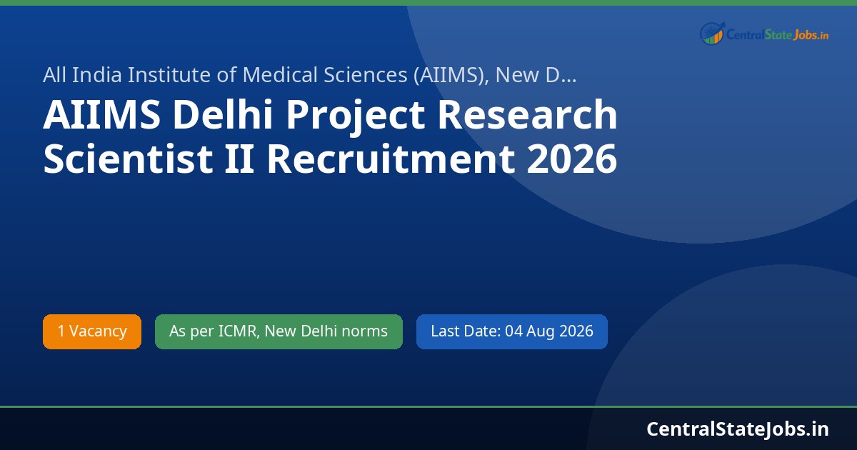 AIIMS Delhi Project Research Scientist II Recruitment 2026