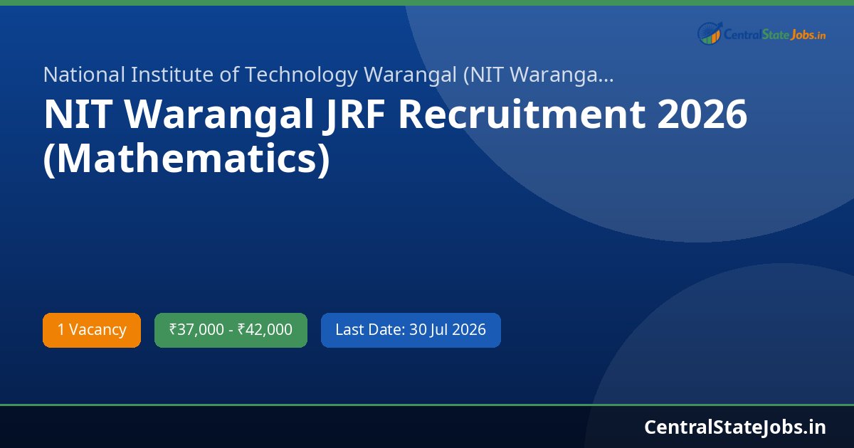 NIT Warangal JRF Recruitment 2026 (Mathematics)