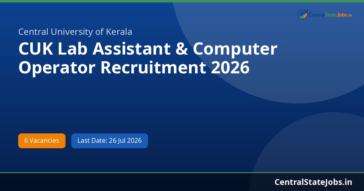 CUK Lab Assistant & Computer Operator Recruitment 2026