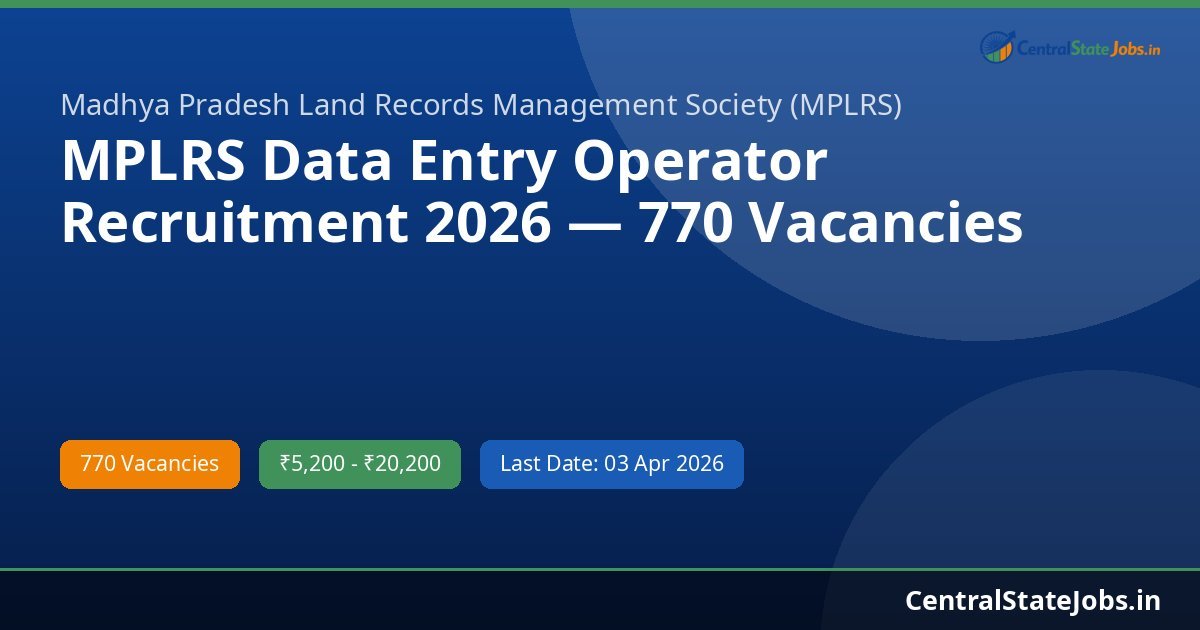 MPLRS Data Entry Operator Recruitment 2026 — 770 Vacancies