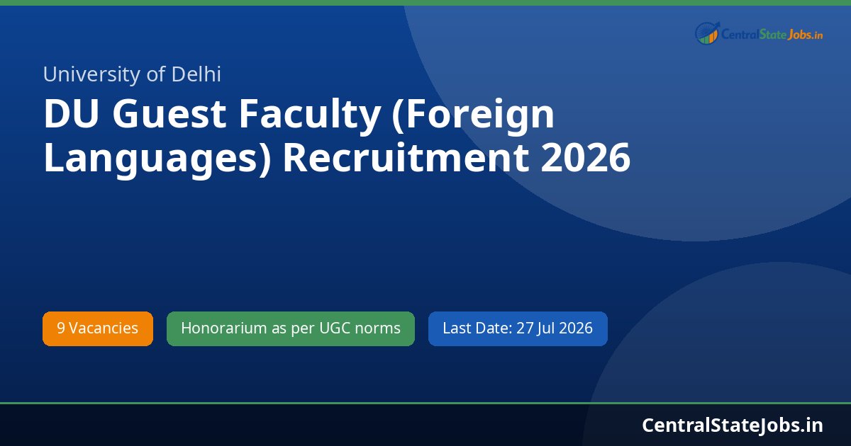 DU Guest Faculty (Foreign Languages) Recruitment 2026
