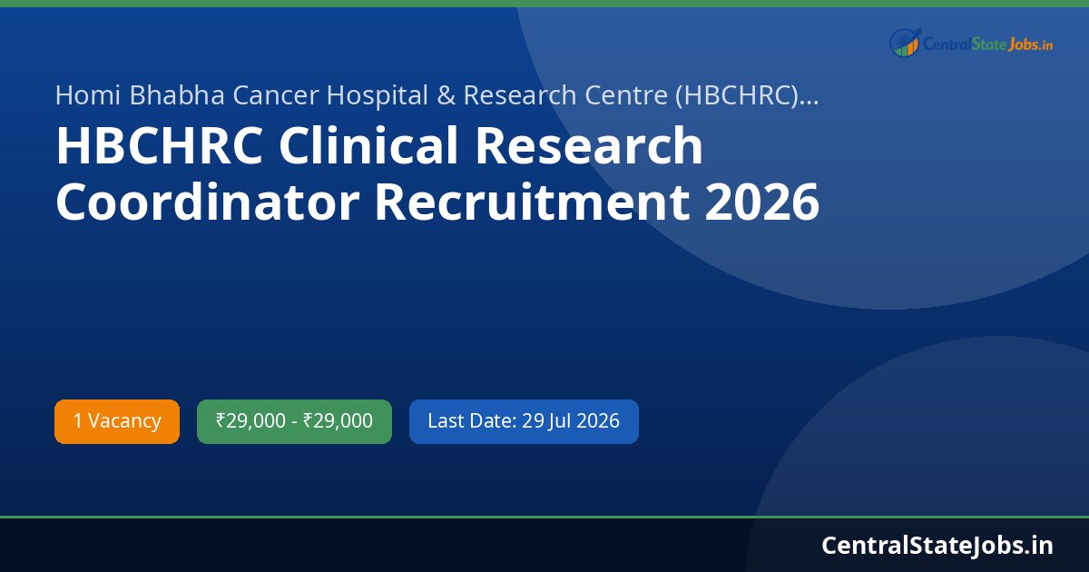 HBCHRC Clinical Research Coordinator Recruitment 2026