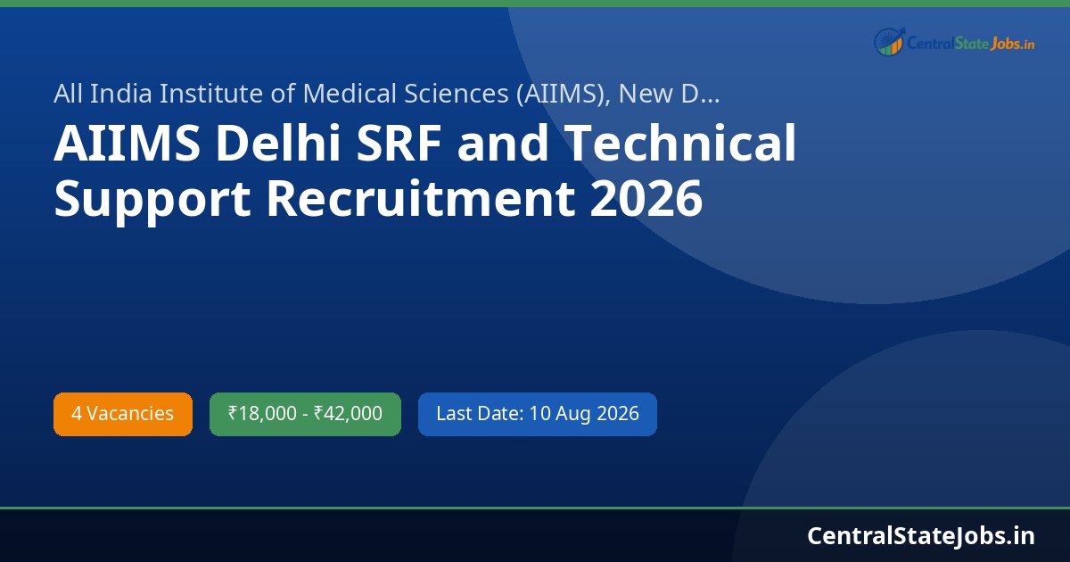 AIIMS Delhi SRF and Technical Support Recruitment 2026