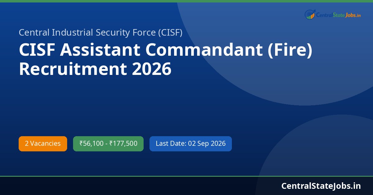 CISF Assistant Commandant (Fire) Recruitment 2026