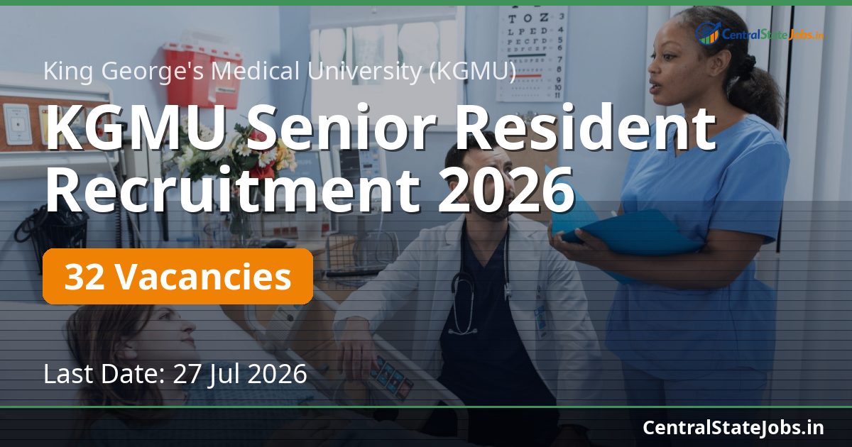 KGMU Senior Resident Recruitment 2026 — 32 Vacancies
