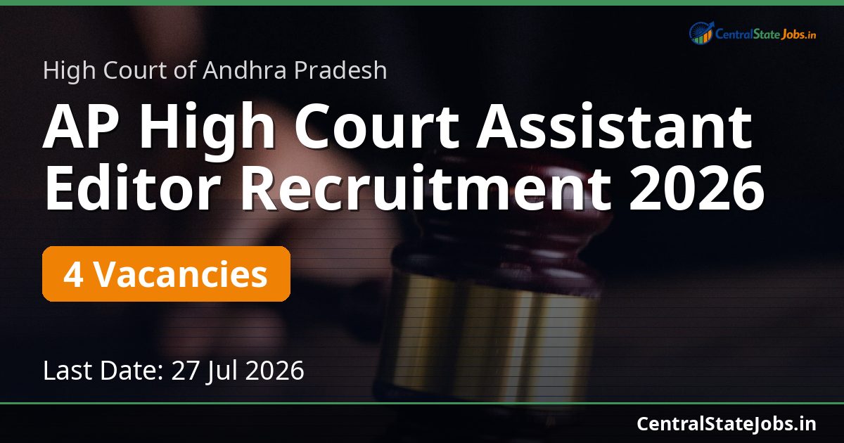 AP High Court Assistant Editor Recruitment 2026