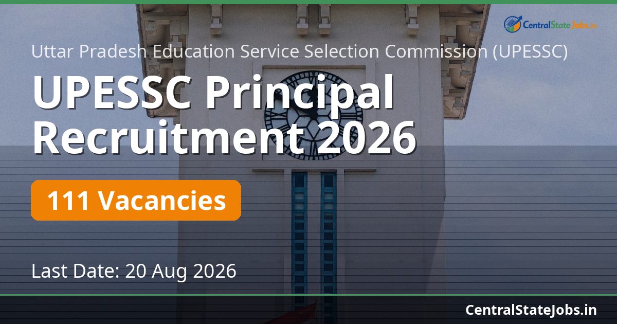 UPESSC Principal Recruitment 2026 — 111 Vacancies