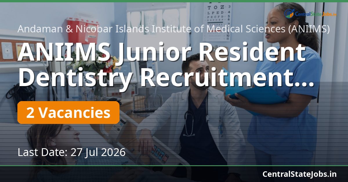 ANIIMS Junior Resident Dentistry Recruitment 2026
