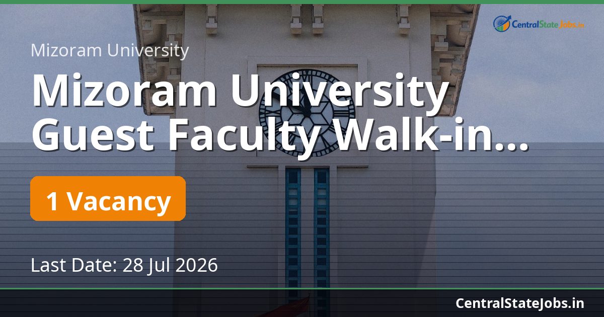 Mizoram University Guest Faculty Walk-in Interview 2026
