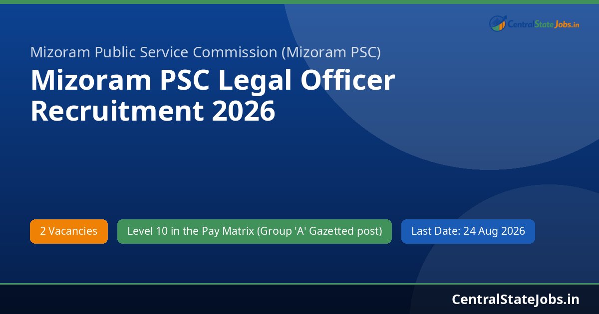 Mizoram PSC Legal Officer Recruitment 2026