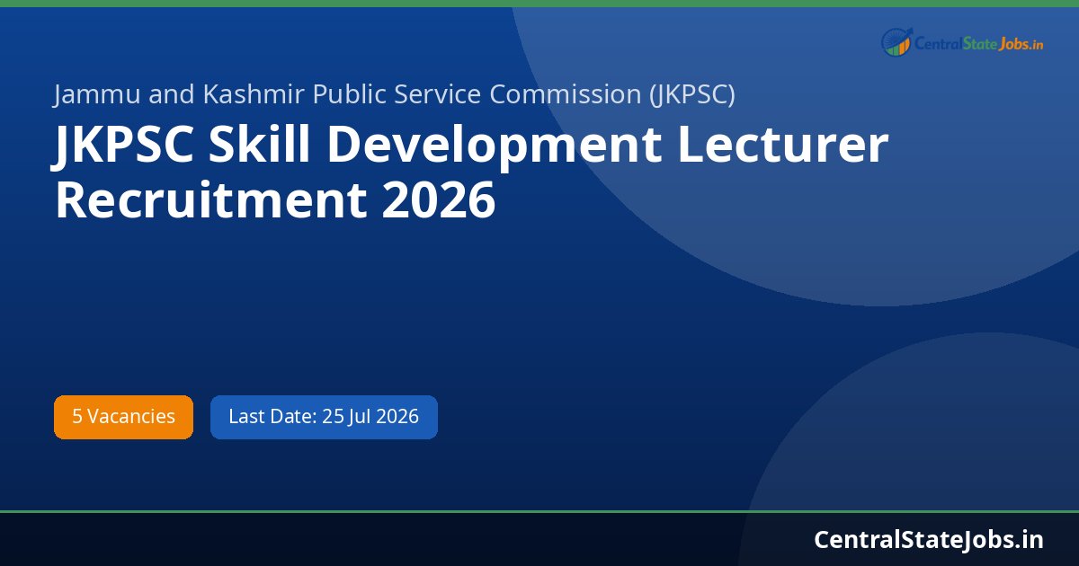 JKPSC Skill Development Lecturer Recruitment 2026