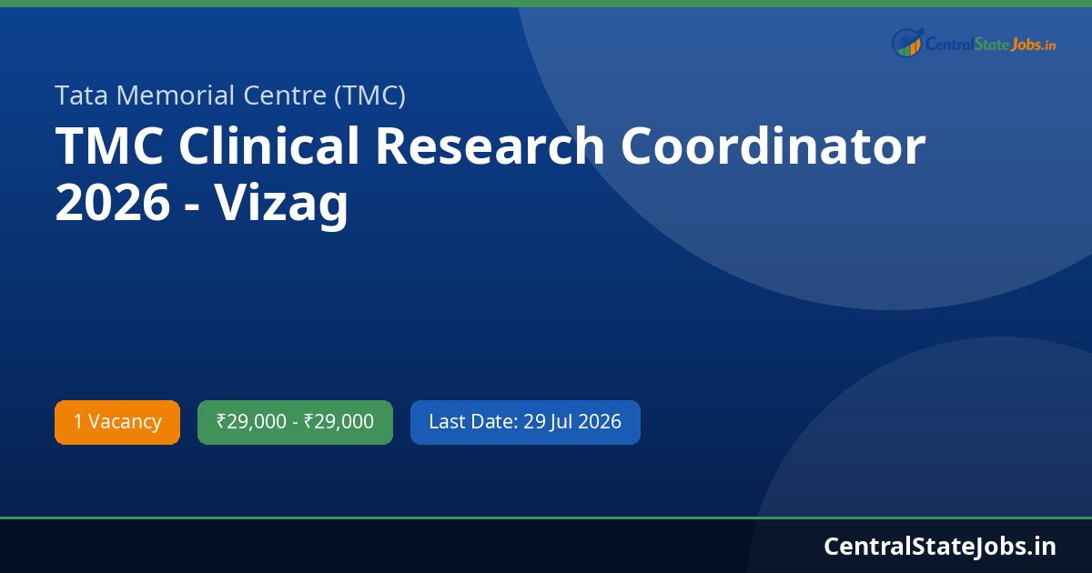TMC Clinical Research Coordinator 2026 - Vizag