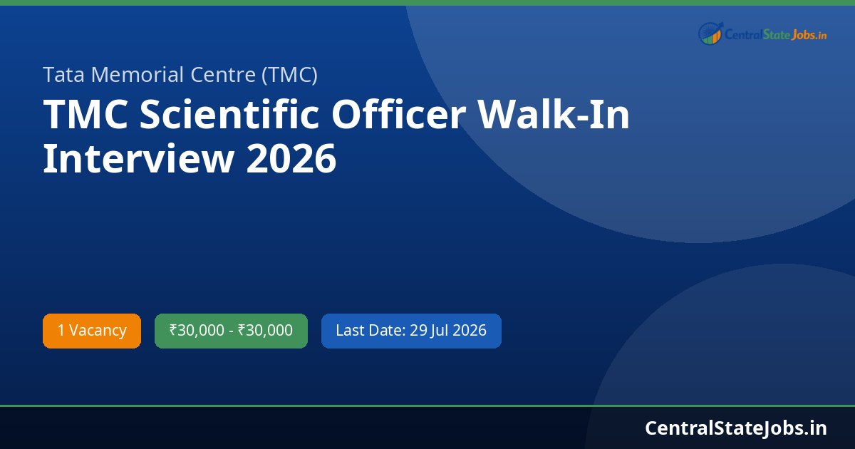 TMC Scientific Officer Walk-In Interview 2026