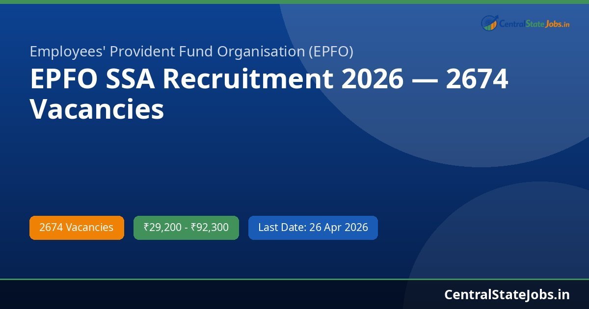EPFO SSA Recruitment 2026 — 2674 Vacancies