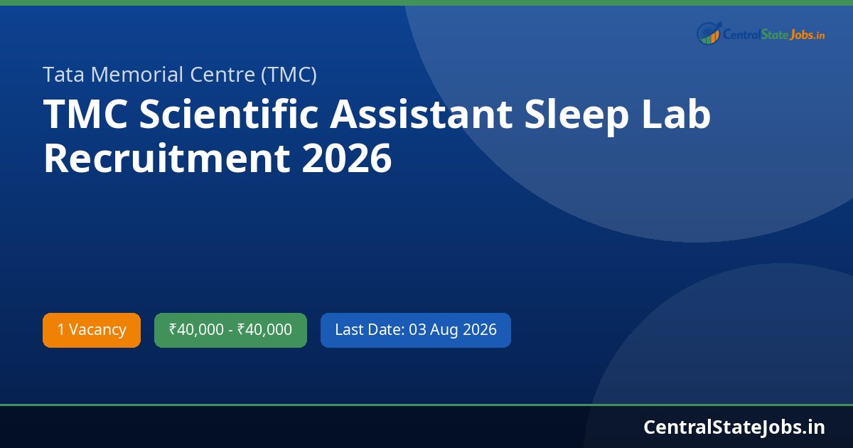 TMC Scientific Assistant Sleep Lab Recruitment 2026