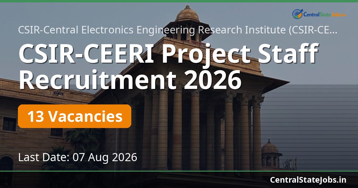 CSIR-CEERI Project Staff Recruitment 2026 — 13 Vacancies