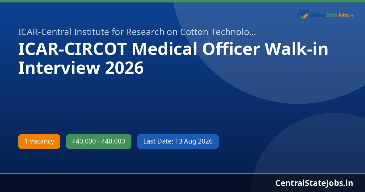 ICAR-CIRCOT Medical Officer Walk-in Interview 2026